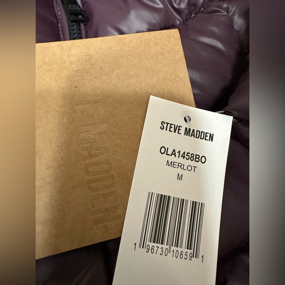 Steve Madden Glacier Shield Winter Merlot Puffer Coat with Faux Fur Lining NWT - Picture 6 of 7